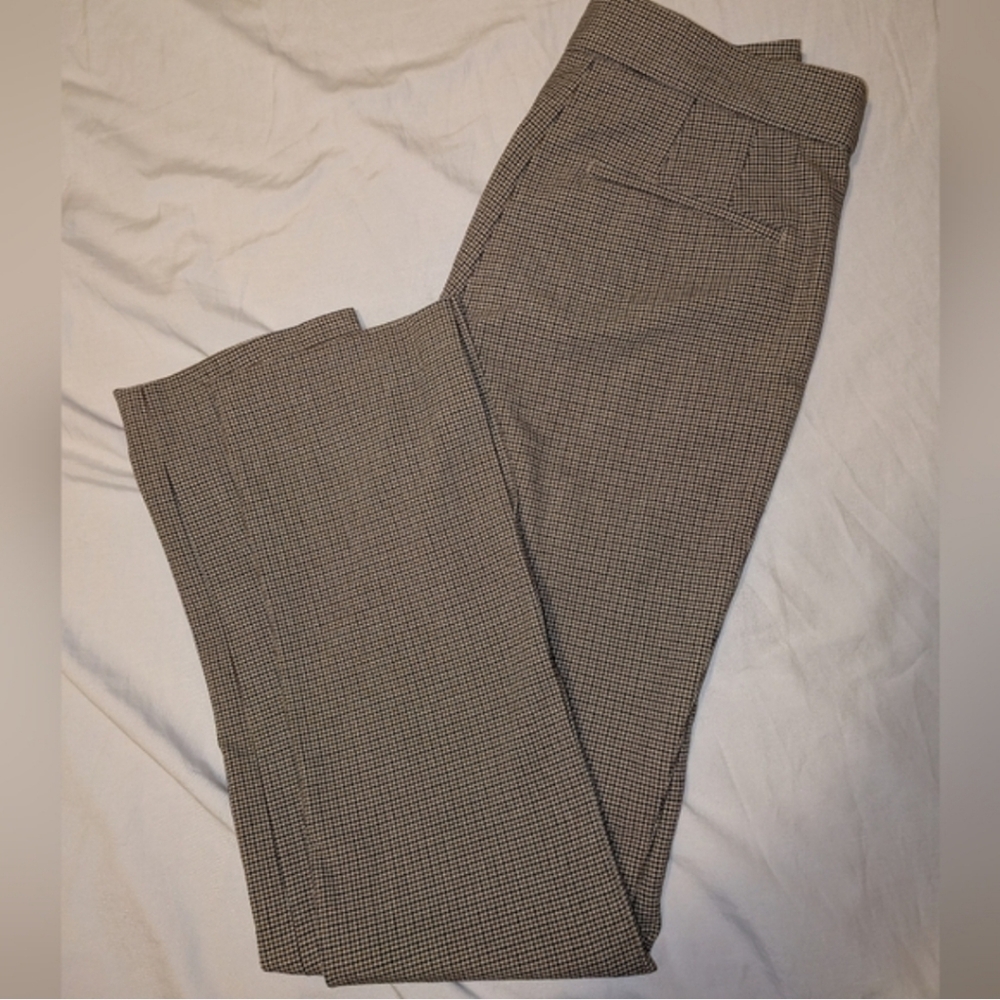 Houndstooth Straight Leg Pant With Ankle Slit - Picture 5 of 8